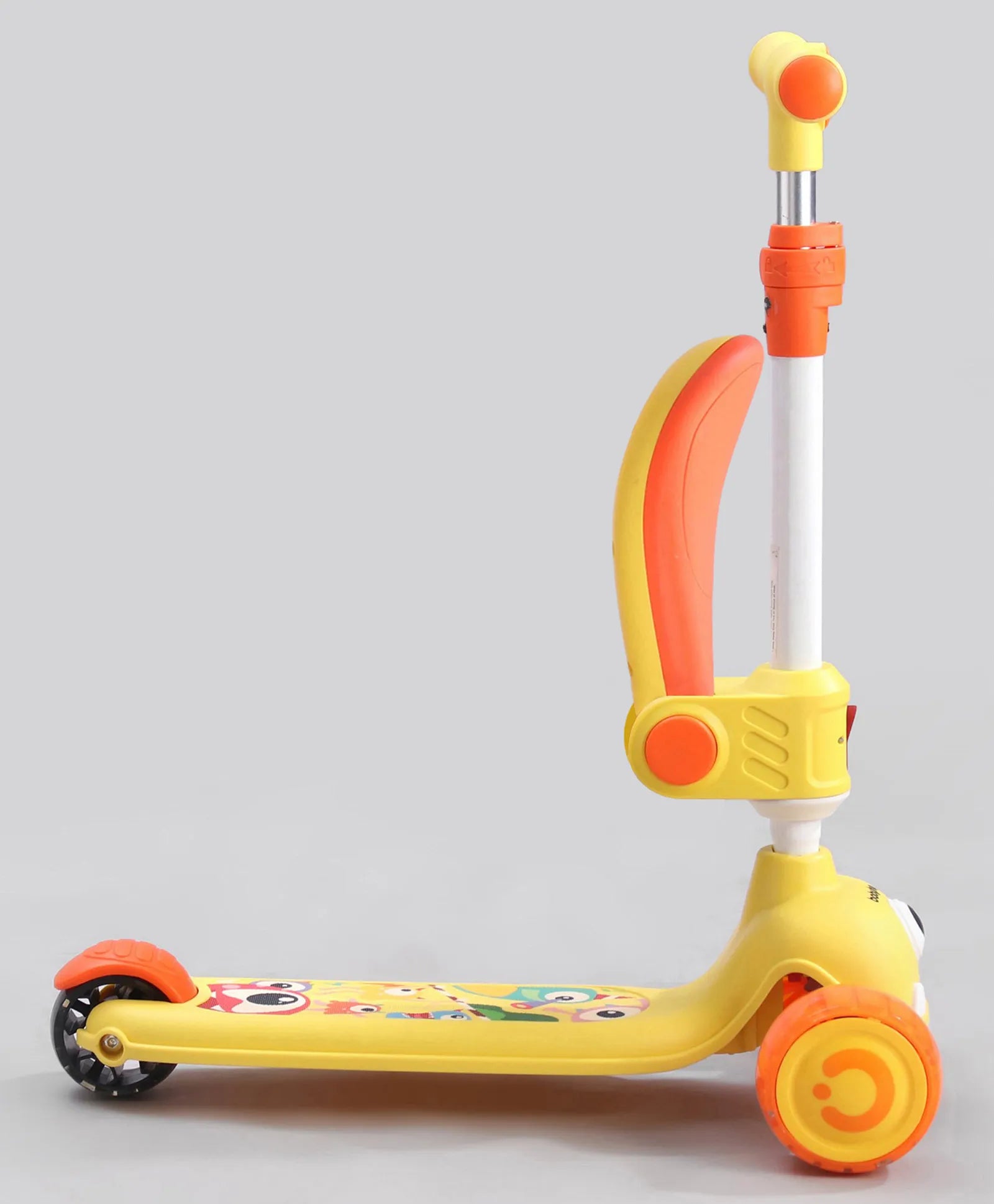 Babyhug Leo 3 Wheel Kids Kick Scooter with Foldable Seat with LED Wheels & Wide Deck with 3 Level | Lean-to-Steer| Toy for 3 to 12 year Boys and Girls| Gifting Option